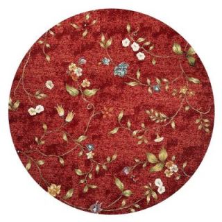 Kas Rugs Dainty Flower Red 6 ft. 9 in. x 6 ft. 9 in. Round Area Rug HOR571769X69RO