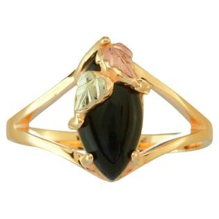 Black Hills Gold Tricolor 10K Gold Ladies Onyx Ring   Jewelry   Rings