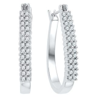 CT. T.W. Round Diamond Prong Set Hoop Earring in 10K White Gold