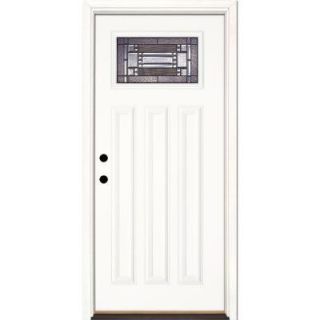 Feather River Doors 37.5 in. x 81.625 in. Preston Patina Craftsman Unfinished Smooth Fiberglass Prehung Front Door A43191