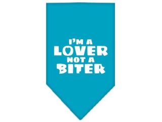 Mirage Pet Products 66 40 LGTQ Im a Lover Not a Biter Screen Print Bandana Turquoise Large