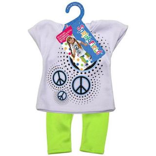 Springfield Collection Hooded Shirt with Leggings, Peace Sign Shirt and Lime Leggings