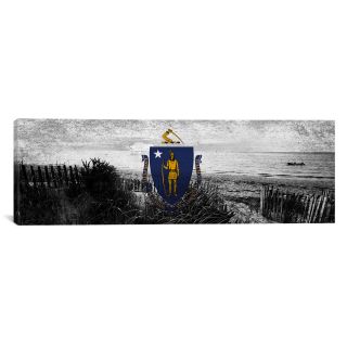 iCanvas Massachusetts Flag, Cape Cod Panoramic Grunge Ocean Graphic