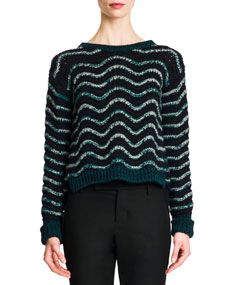 Jil Sander Wavy Stripe Cropped Knit Sweater