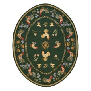 Home Decorators Collection Spring On The Farm Hunter Green 4 ft. 6 in. x 6 ft. 6 in. Oval Area Rug 3257165660