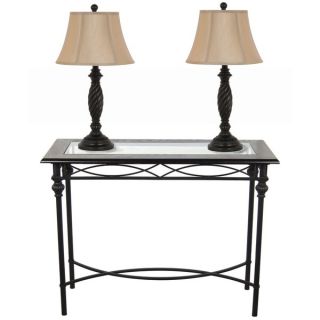 Dark Bronze Console Table With Lamp Set