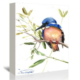 Azure Kingfisher Painting Print on Gallery Wrapped Canvas