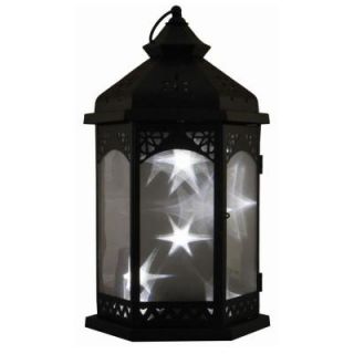 Smart Design Biltmore Star 16 in. Black LED Lantern with Timer Candle 84021 WLS