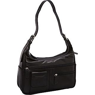 R & R Collections Leather Double Top Zip Hobo