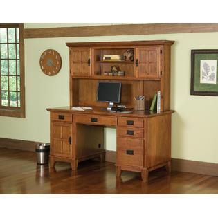 Home Styles Arts & Crafts Pedestal Desk & Hutch Cottage Oak   Home