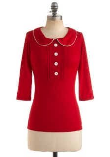 Red y for Fun Top  Mod Retro Vintage Short Sleeve Shirts