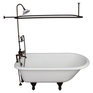 Barclay Products 5 ft. Cast Iron Ball and Claw Feet Roll Top Tub in White with Oil Rubbed Bronze Accessories TKCTR7H60 ORB4