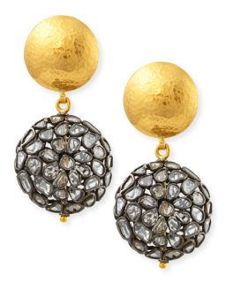 Gurhan Bold Pastiche Round Drop Earrings with Diamond Slices