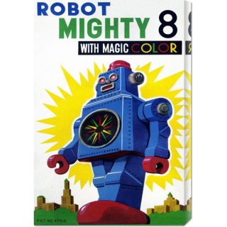 Big Canvas Co. Retrobot Robot Mighty 8 with Magic Color Stretched