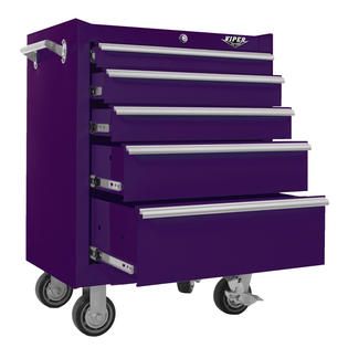 Viper Tool Storage 26 inch 5 Drawer 18G Steel Rolling Cabinet, Purple