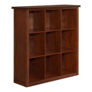 Simpli Home Artisan 9 Cube Storage Bookcase in Medium Brown Wood AXCHOL011