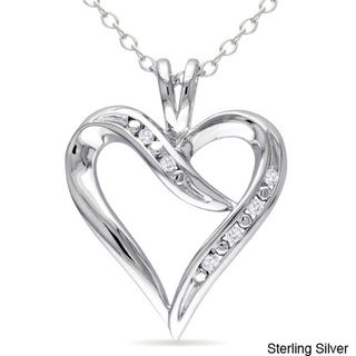 Haylee Jewels Sterling Silver Diamond Heart Necklace  