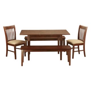Mahogany Table Leaf Plus 2 Kichen Chairs and 2 Benches 5 piece Dining