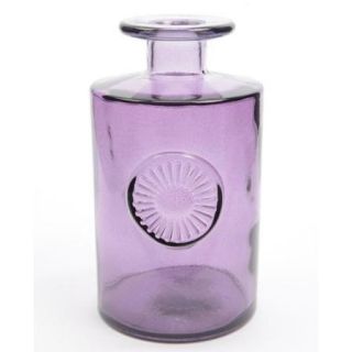 6.25" French Countryside Handmade Transparent Purple Recycled Spanish Glass Vase with Flower