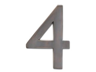 Architectural Mailboxes 3582DC Number 4 Solid Cast Brass 4 inch Floating House Number Dark Aged Copper "4"