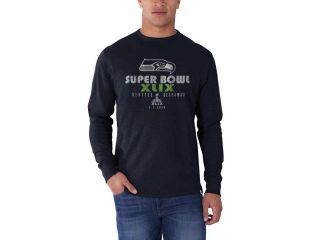 Seattle Seahawks 47 Brand 2015 Super Bowl XLIX Long Sleeve Navy Scrum T Shirt (XL)