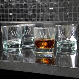 Set of 4 Personalized 10.75 ounce Heavy base Whiskey Glasses