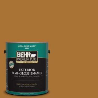 BEHR Premium Plus 1 gal. #310D 7 Mayan Gold Semi Gloss Enamel Exterior Paint 534001