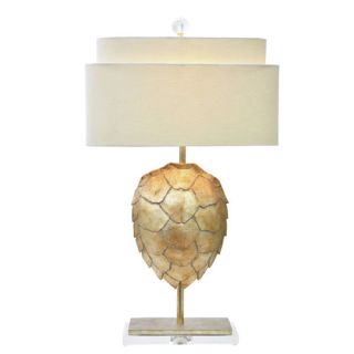 Double Gourd Large Table Lamp in Marine Blue with Antique Silver Base