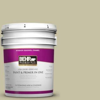 BEHR Premium Plus 5 gal. #S350 3 Washed Olive Eggshell Enamel Interior Paint 240005