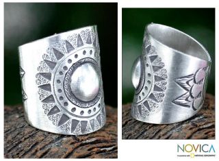 Sterling Silver Hill Tribe Sun Wrap Ring (Thailand)  