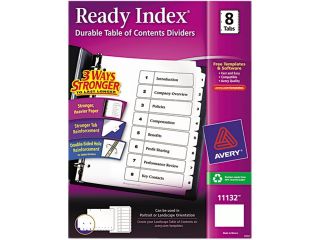 Avery 11132 Ready Index Classic Tab Titles, 8 Tab, 1 8, Letter, Black/White, 1 Set