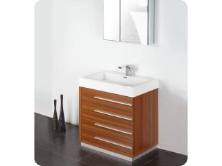 Fresca Livello 30" Teak Modern Bathroom Vanity w/ Medicine Cabinet