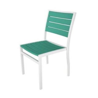 33.5" Earth Friendly Recycled Patio Dining Chair   Aruba Green with White Frame