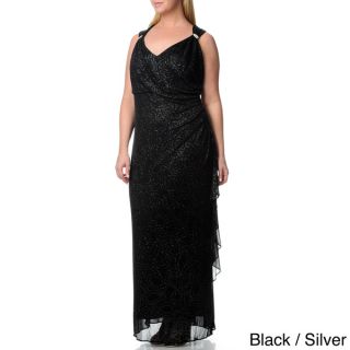 Richards Womens Plus Size Glitter Knit Long Dress  