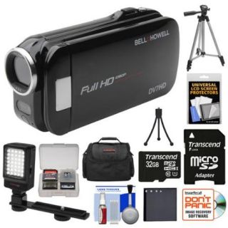 Bell & Howell Slice2 DV7HD 1080p HD Slim Video Camera Camcorder (Black) with 32GB Card + Battery + Case + Tripods + LED Light + Kit