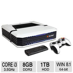 Syber Vapor I Mini ITX Tower Gaming PC Console   Intel Core i3 4150 3.5GHz, 8GB DDR3, 1TB HDD, NVIDIA GeForce GTX750 Ti, Windows 8.1 64 bit, White   SVIW200