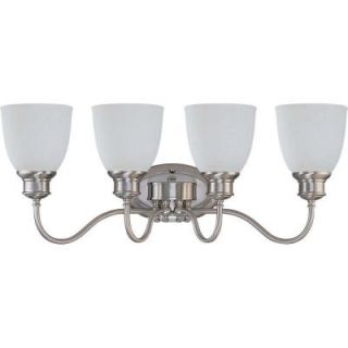 Glomar 4 Light Brushed Nickel Vanity Light with Frosted Linen Glass HD 2802