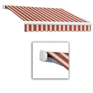 8 ft. Key West Full Cassette Right Motor Retractable Awning with Remote (84 in. Projection) in Burgundy/White KWR8 443 BWM