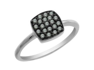 1/4 Ct Round Black Diamond Sterling Silver Ring (Available In Sizes 5 9)
