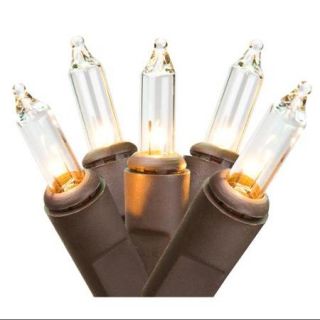 Set of 100 Clear Mini Christmas Lights   Brown Wire