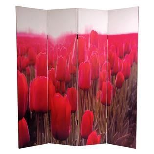 Oriental Furniture  6 ft. Tall Double Sided Spring Flowers Canvas Room
