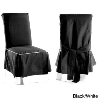 Skirted Two tone Cotton Dining Chair Slipcovers (Set of 2)  
