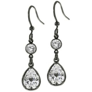 6.48 Ct Stunning Black Color Drop Shape White Cubic Zirconia CZ Dangle Earrings