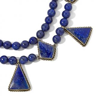 BAJALIA "Balour" Lapis Triangular Drop 2 Row 23 1/2" Necklace   7655732