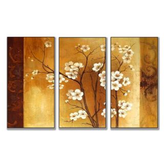 Stupell Industries Floral Crimson Back Triptych Wall Art
