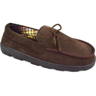 MUK LUKS Men's Polysuede Moccasin Slipper with Flannel Lining