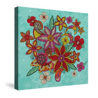 Boho Floral   Turquoise Canvas Wall Art 18x18 inches by Laural Home