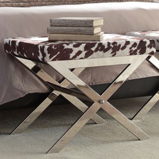 INSPIRE Q Southport Cowhide Print 22 inch Metal Bench  