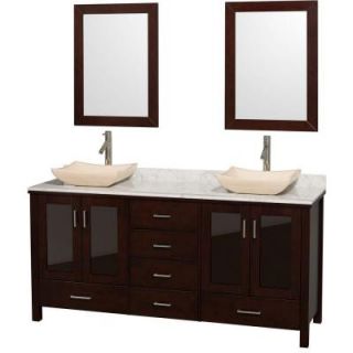 Wyndham Collection Lucy 72 in. Vanity in Espresso with Marble Vanity Top in Carrara White and Mirrors WCV01572ESCWGS2