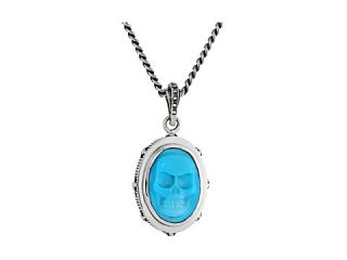 King Baby Studio Oval Bezel Pendant Necklace w/ Carved Turquoise Skull